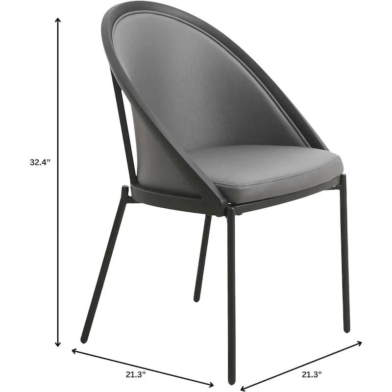 Urbane Upholstered Faux Leather Dining Chair with Powder Coated Steel Legs by LeisureMod