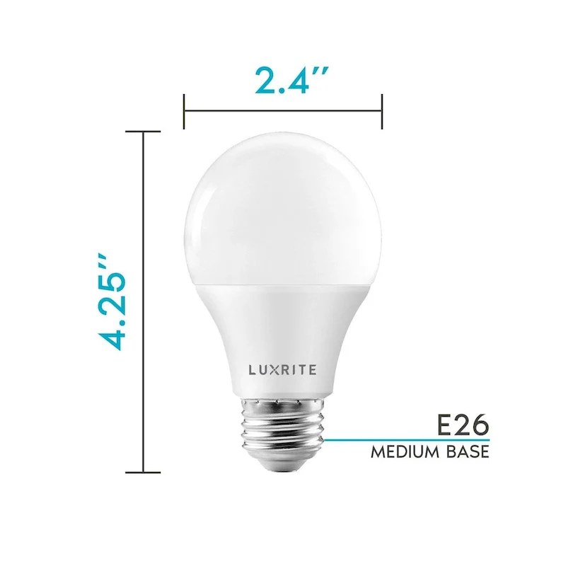 Luxrite A19 LED Bulb 75W Equivalent, 1100 Lumens, Dimmable, Enclosed Fixture Rated, Energy Star, E26 Base (12 Pack)