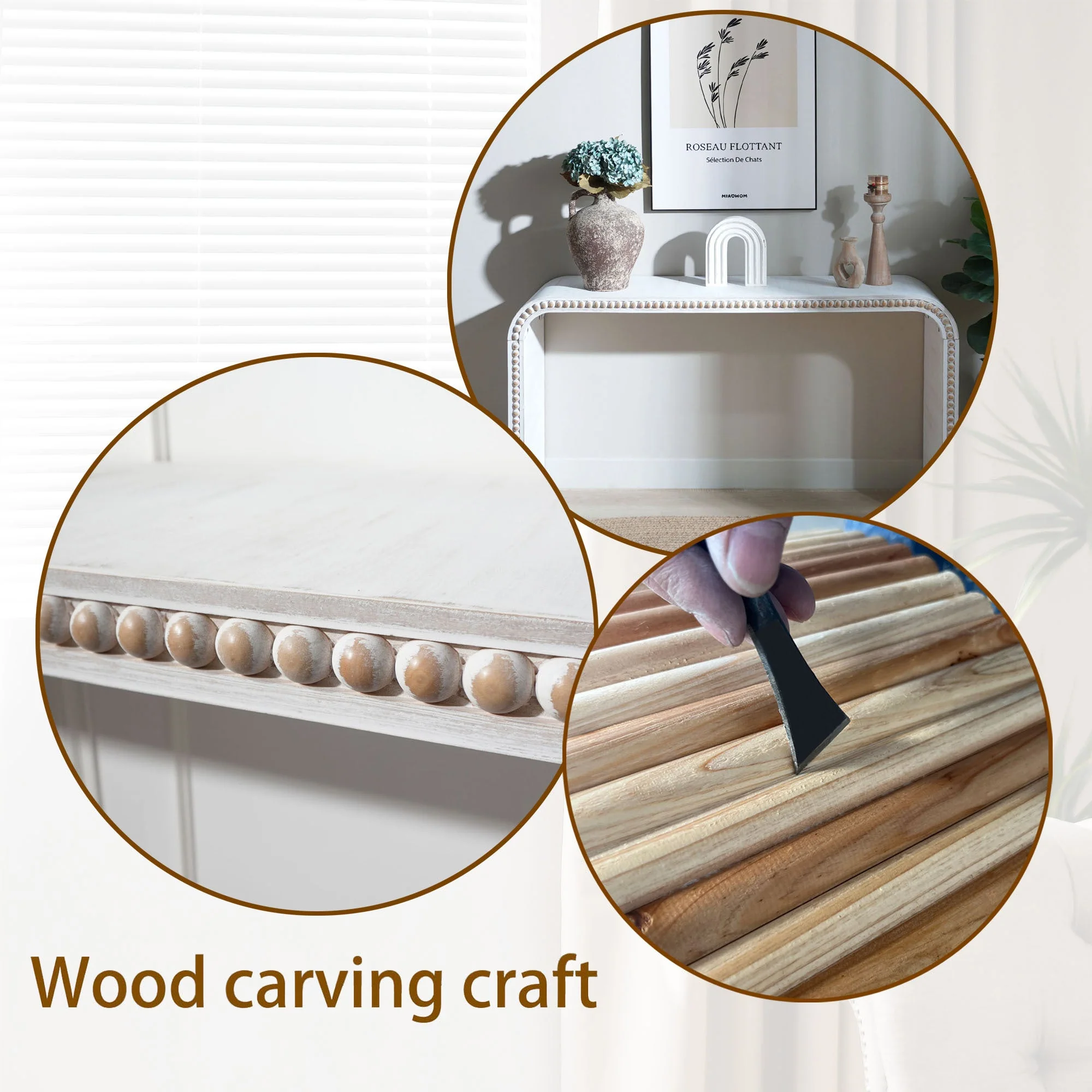 Walker Edison | Curve Design Washed White 59 Entryway Console Table