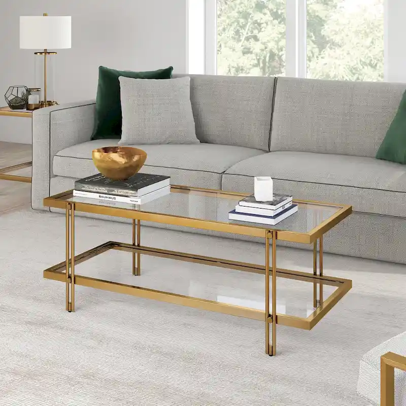 Inez Modern Steel and Glass Coffee Table