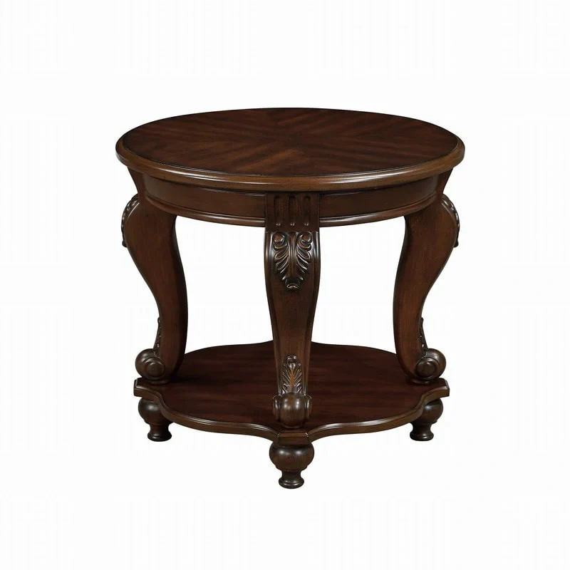 22-Inch Round End Table with Lower Shelf