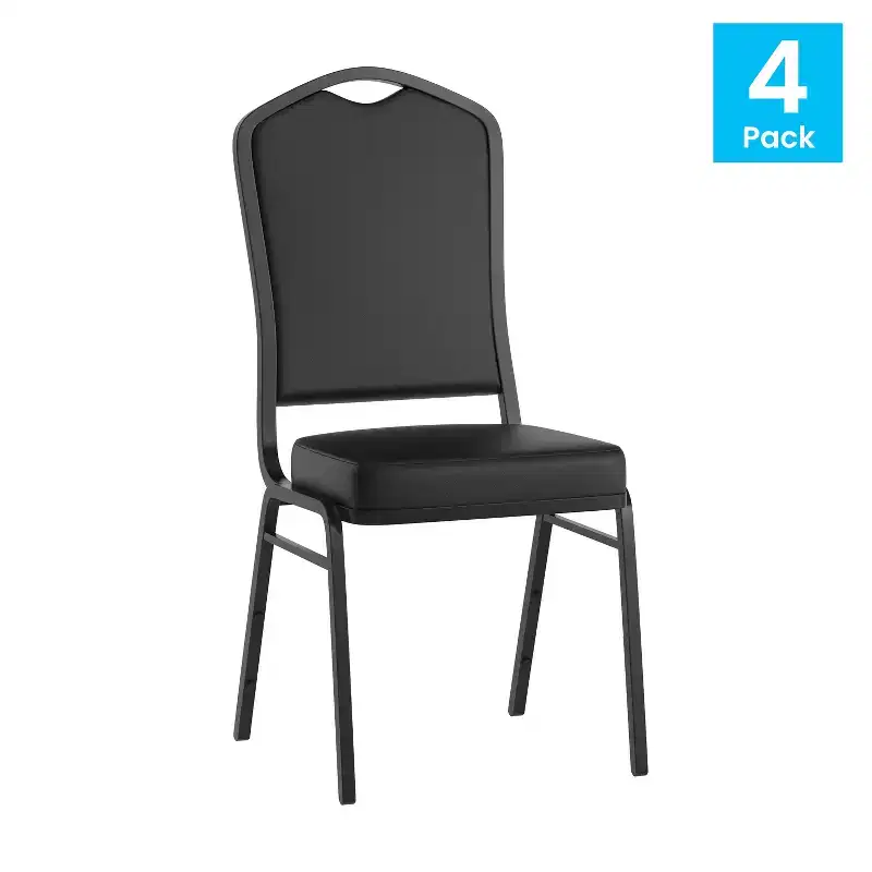 Black Crown Back Stacking Banquet Chair, Set of 4