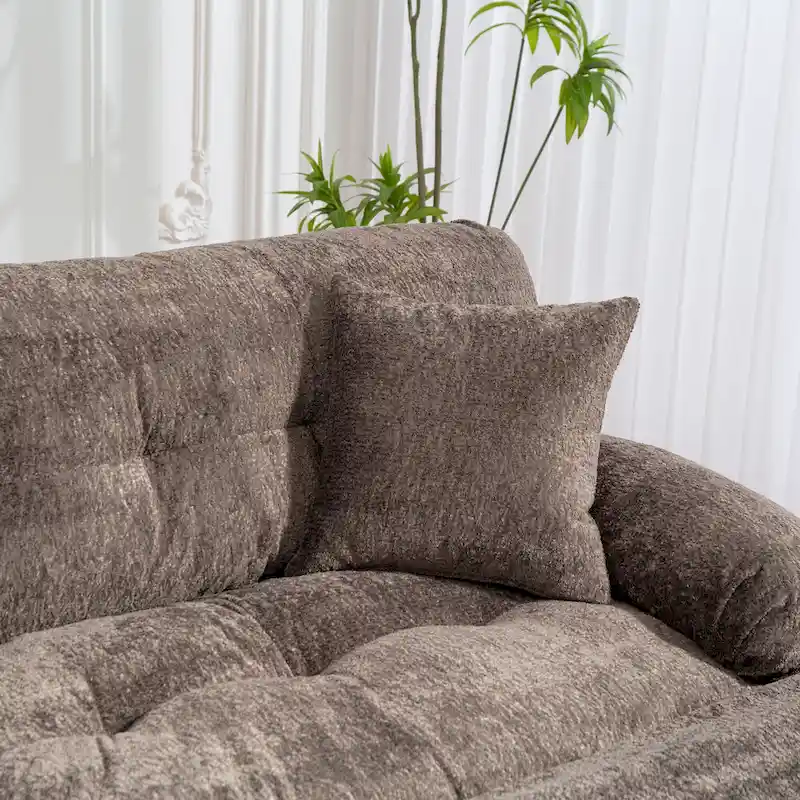 120.87 Chenille L-Shaped Sleeper Sectional Sofa with Ottoman