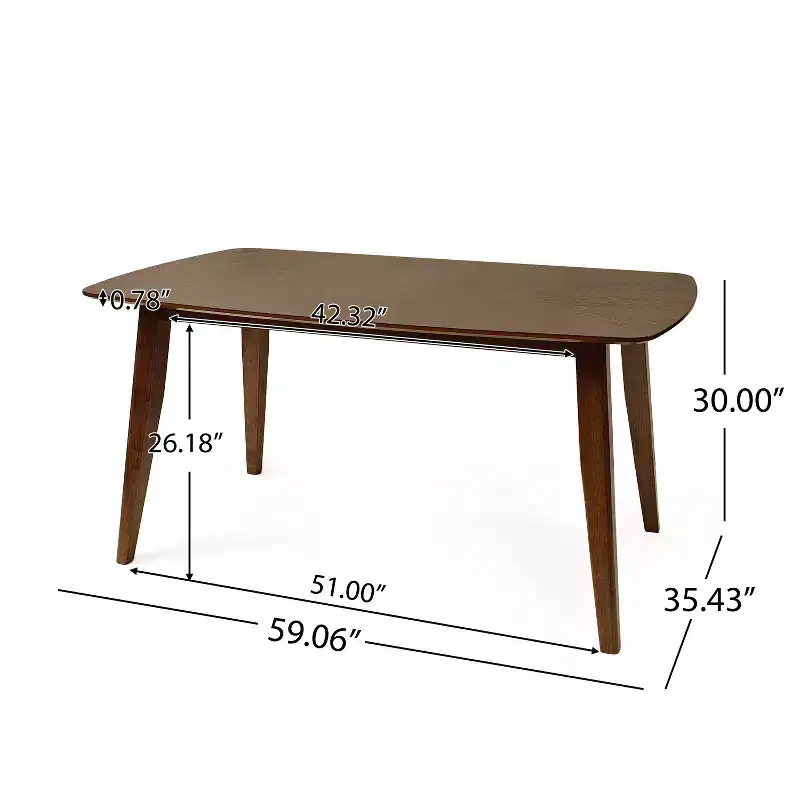 Christopher Knight Home Darien Mid-Century Rubber Wood Dining Table, Walnut