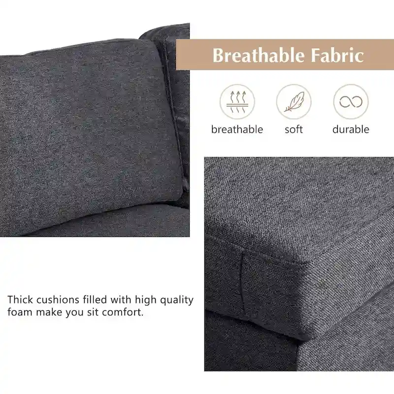 U-Shape Sectional Sofa, Double Extra Wide Chaise Lounge Couch