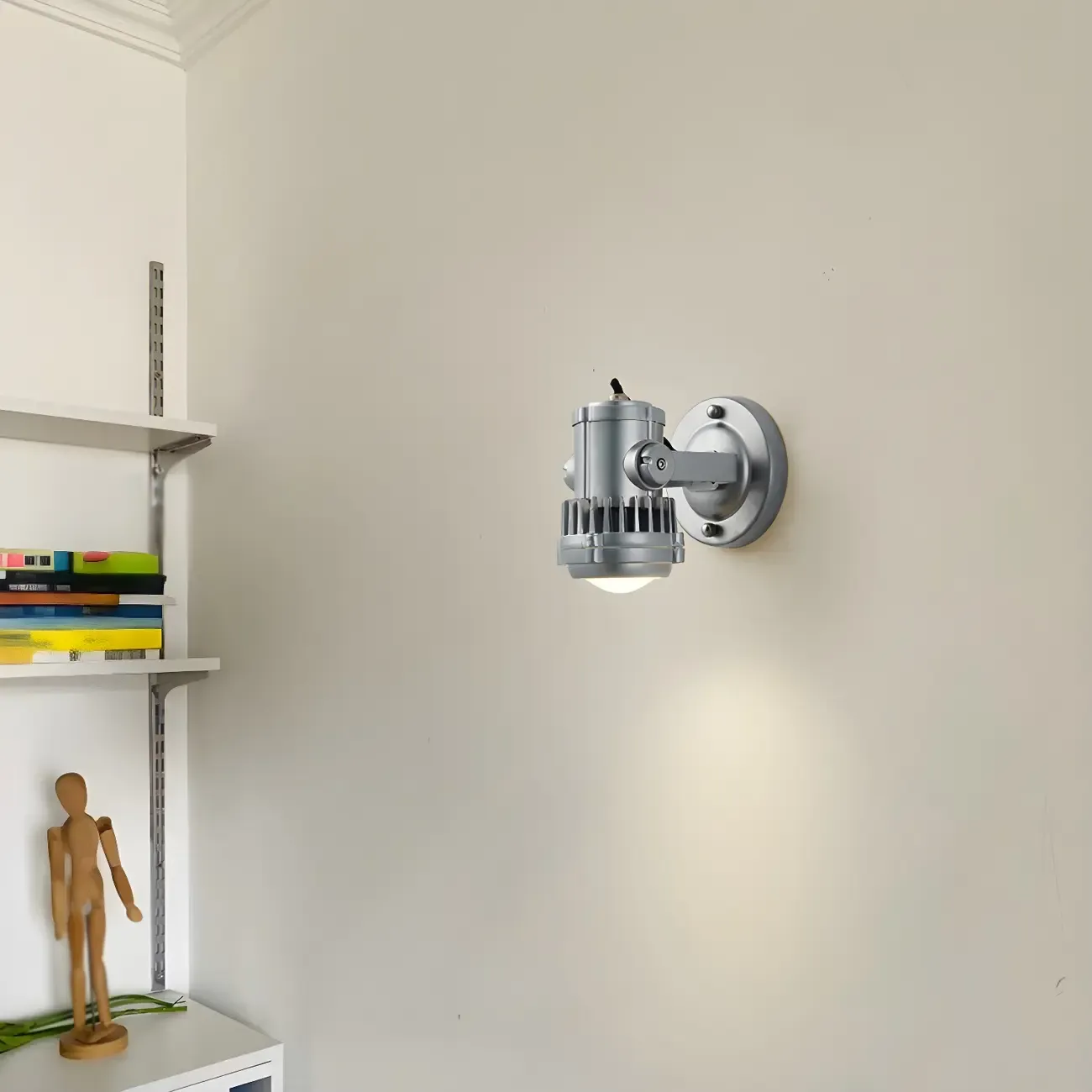 Industrial Metal Silver Prismatic Glass Swing Arm Wall Light