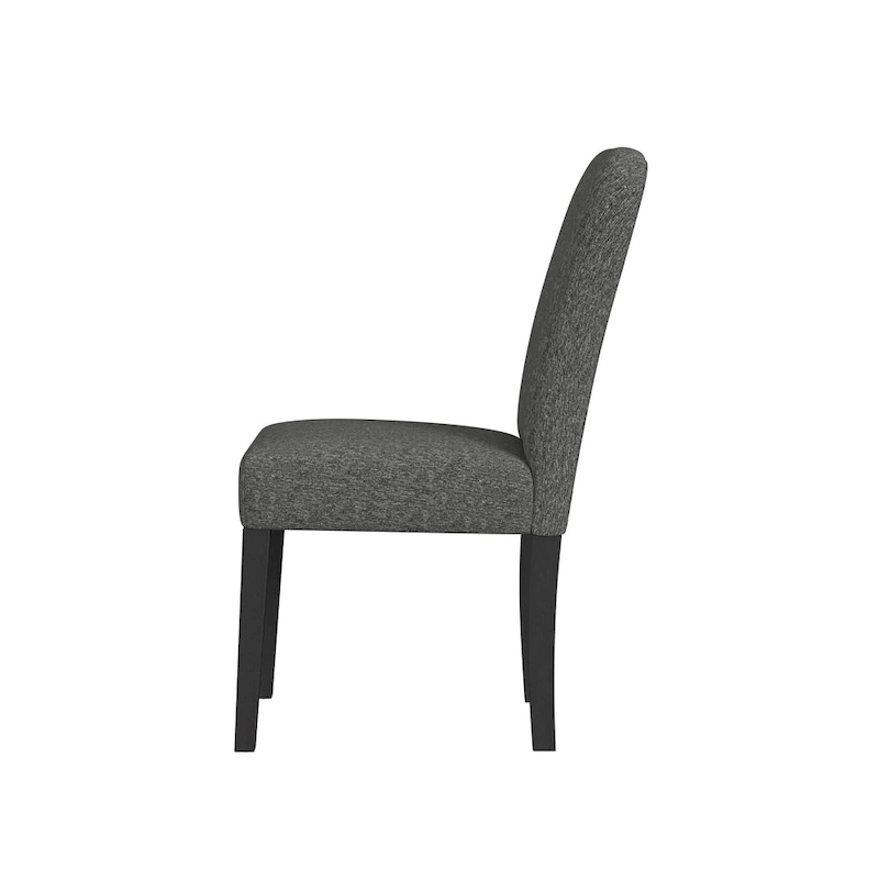 HomePop Rounded Back Upholstered Dining Chair-Black Woven (set of 2)