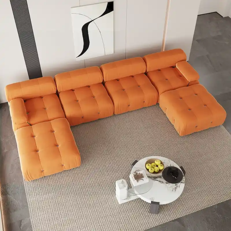 U-shaped Velvet Upholstery Sectional Modern Modular Couch