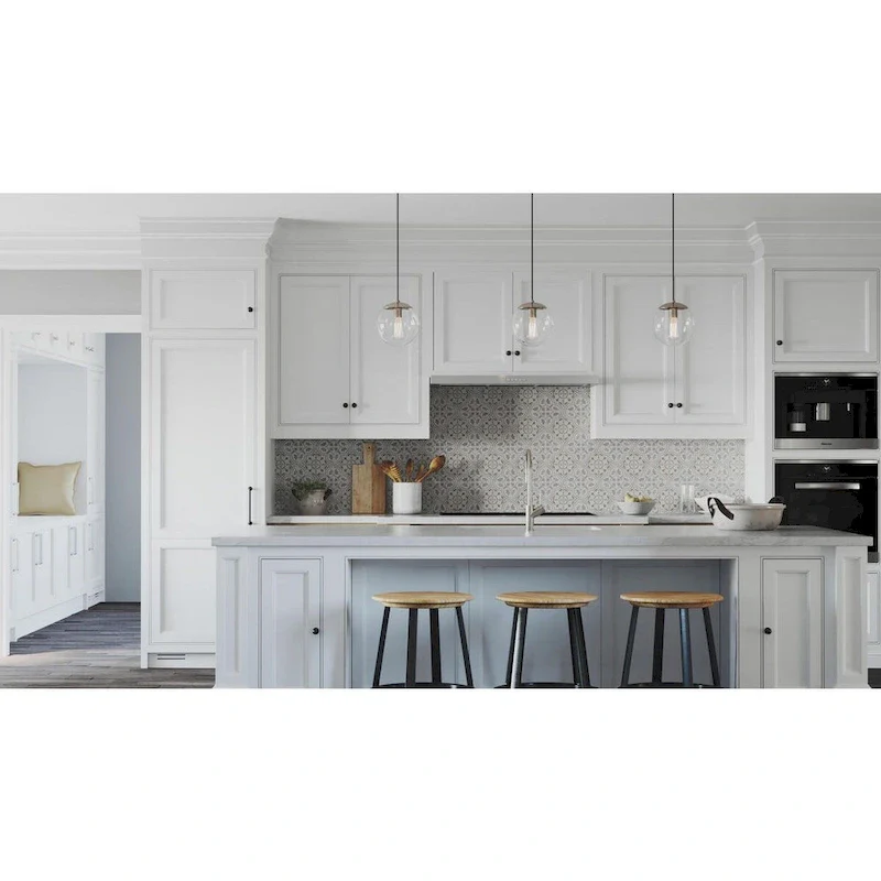 Atwell Collection 1-Light Clear Glass Brushed Nickel Small Pendant - 8 in x 8 in x 8.75 in