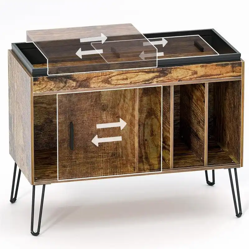 Vinyl Record Storage Cabinet - 15.75D x 34.65W x 26.97H