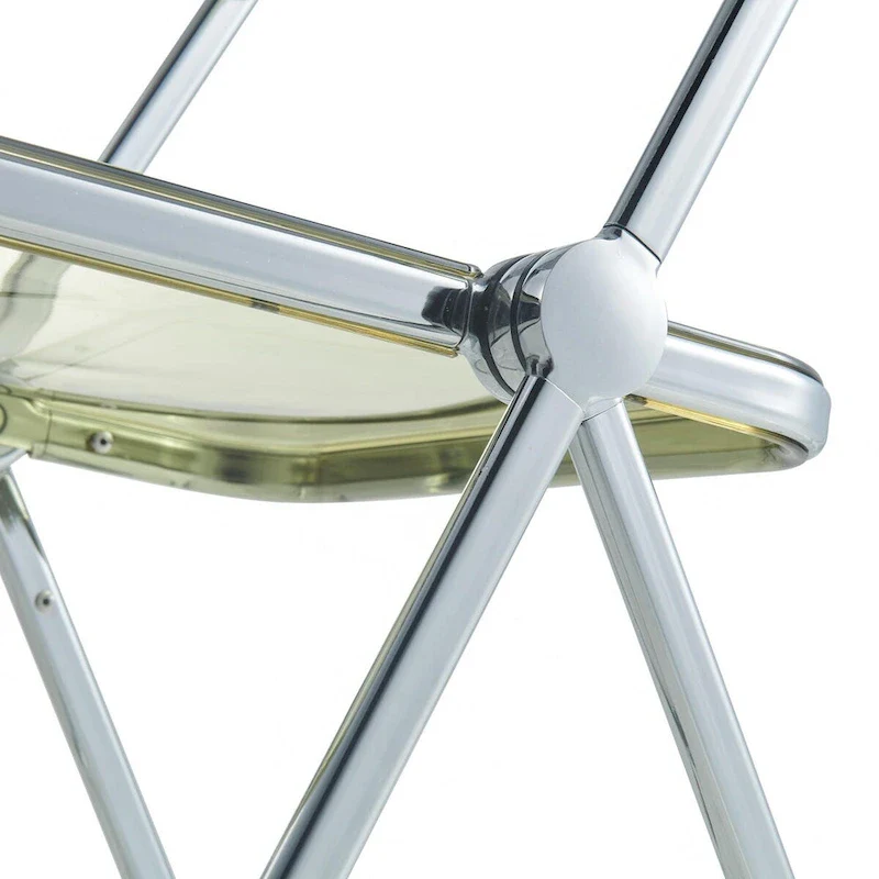 Acrylic Folding Dining Chair with Chrome Frame Set of 4 Lawrence Series by LeisureMod