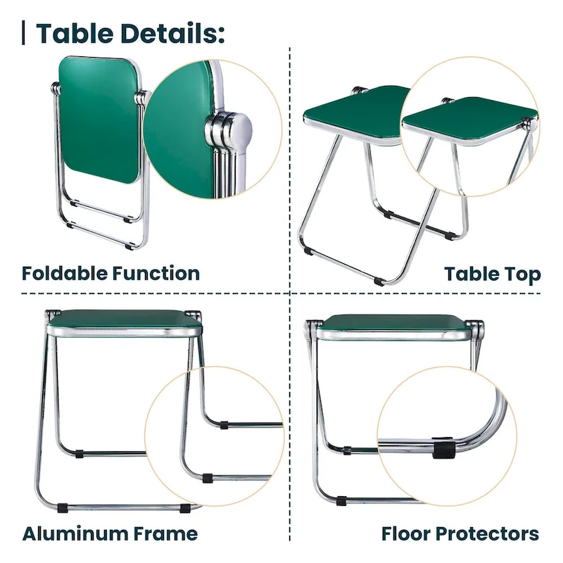 LeisureMod Lawrence Rectangular Folding Table with Aluminum Frame - 16.73