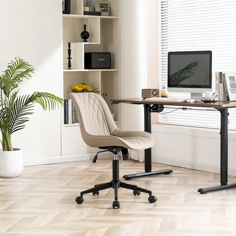 Armless Home Office Desk Chairs with Wheels Rolling Task Chair