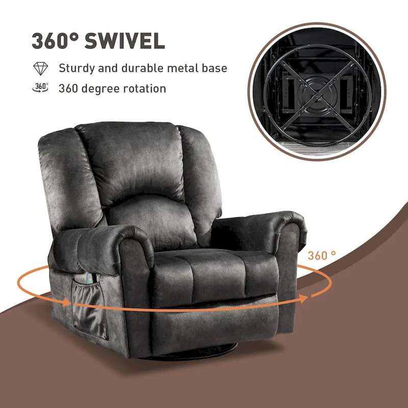 Swivel Rocker Recliners Rocking Swivel Recliner Chair With Massage And Heat With Side Pockets