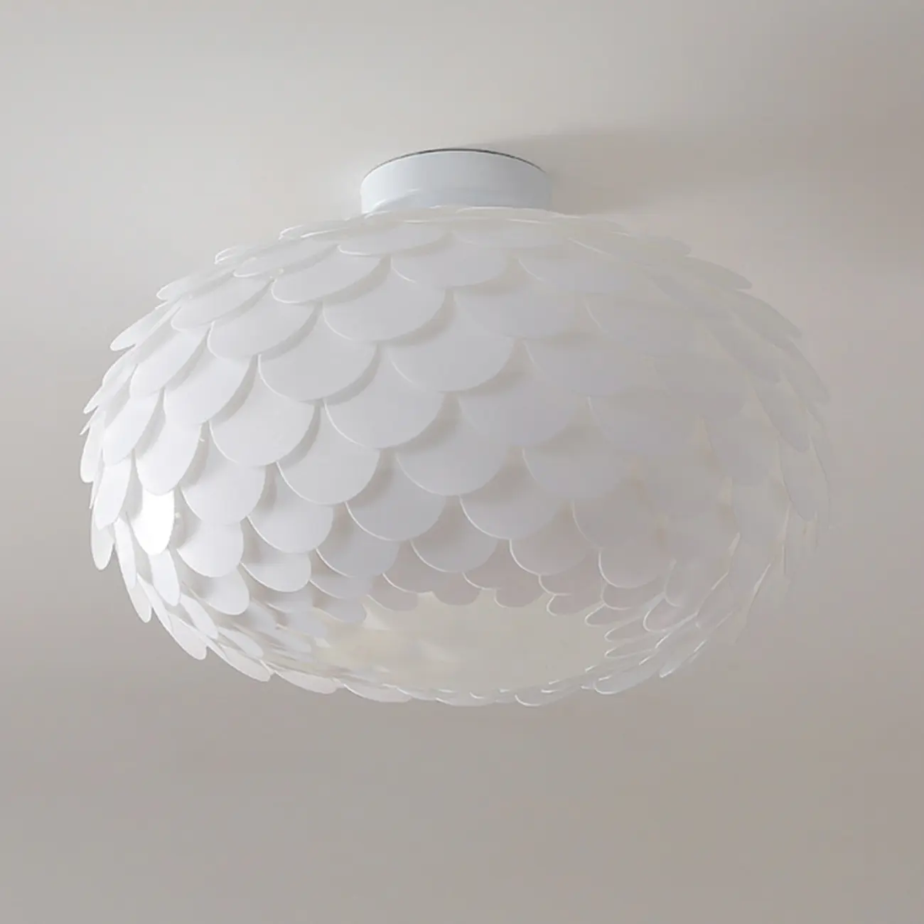 Scalloped White Acrylic Dome Semi Flush Ceiling Light