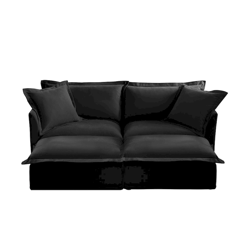 83.4  Chenille 2-Seater Sectional Sofa with Ottomans