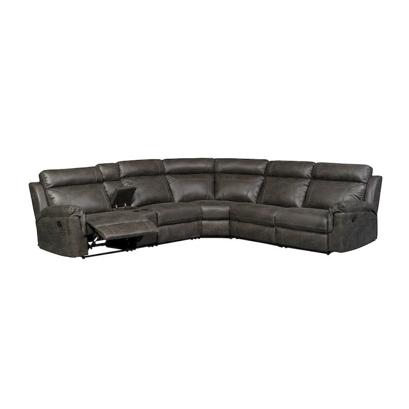 Nicole Reclining Faux Leather Upholstered Sectional Sofa