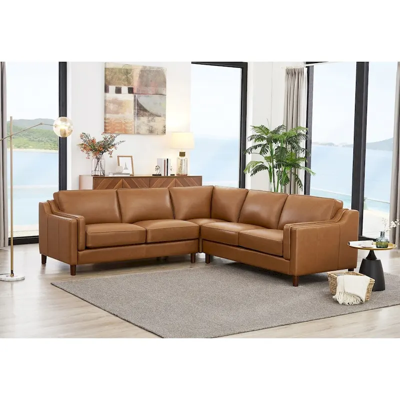 Hydeline Bella Top Grain Leather Right-Facing Sectional Sofa