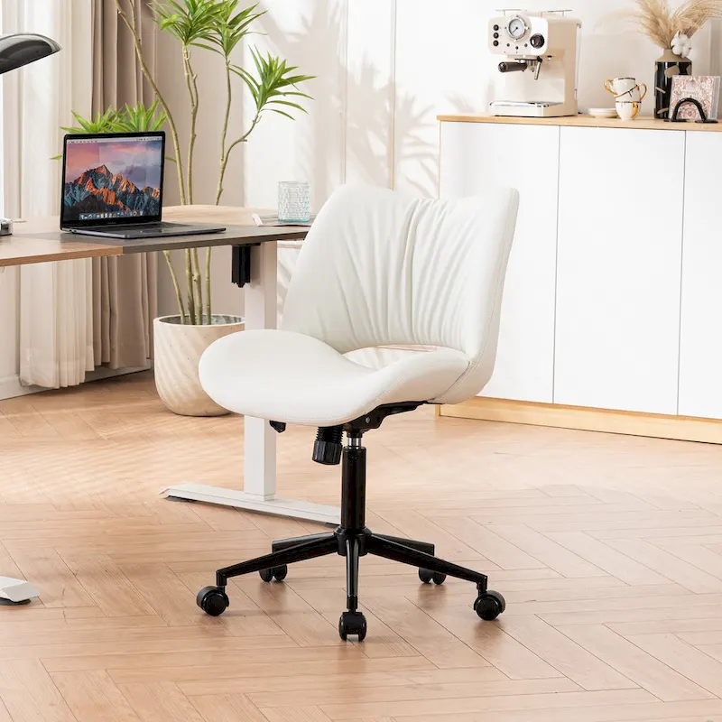 Swivel Armless Ergonomic Office Chair with Wheels