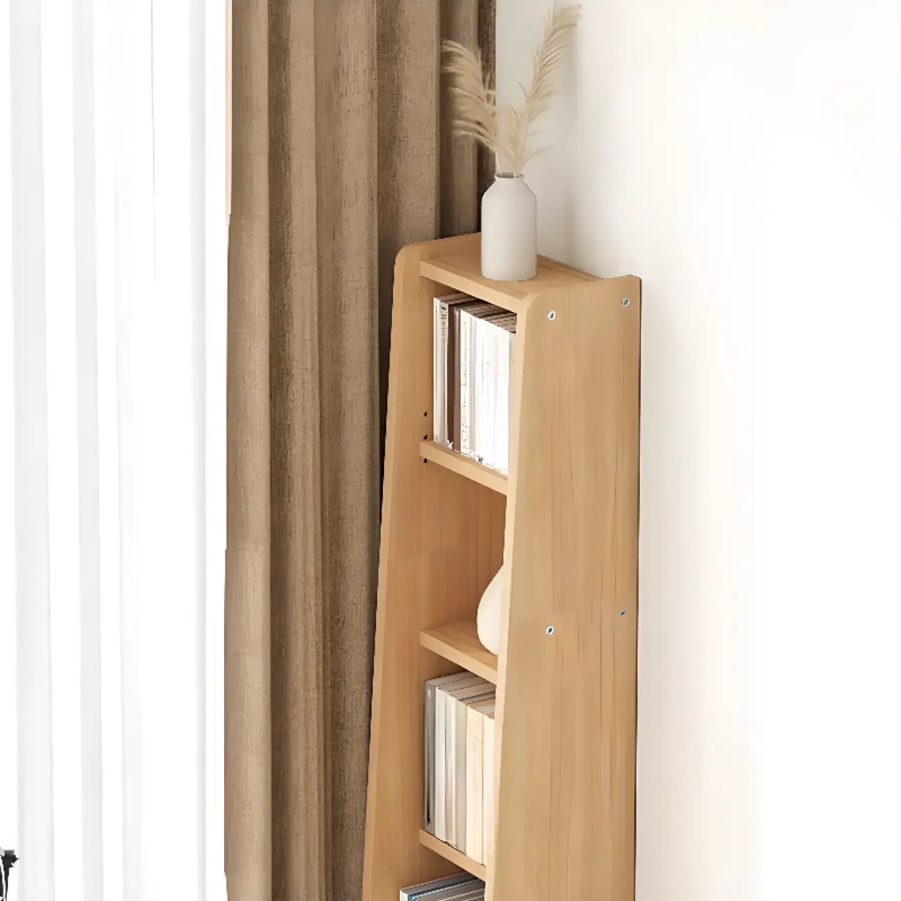 Walnut Wooden Ladder Shelf Unit 7-Tier