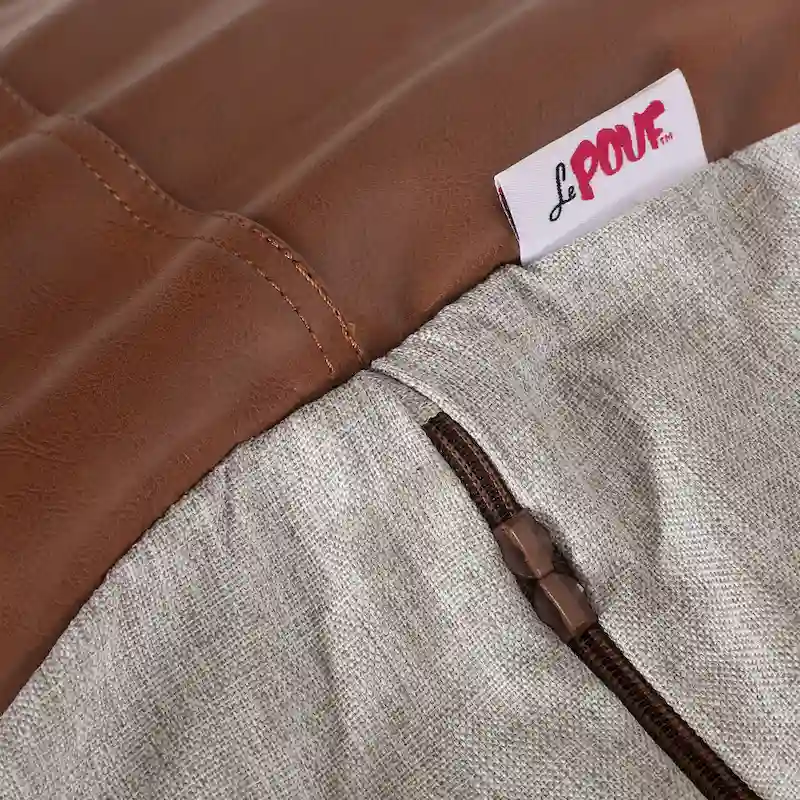 Ohnstad Modern 5 Foot Two Toned Fabric and Faux Leather Bean Bag by Christopher Knight Home