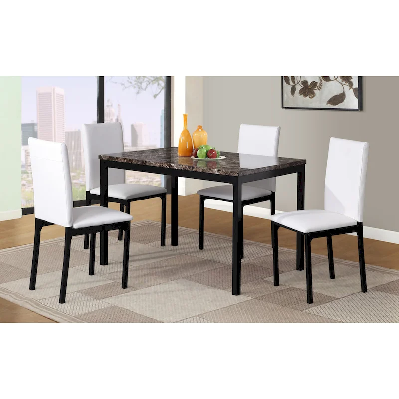 Modern Style 5-Piece Dining Set with Rectangular Table and 4 Upholstered High Back Chairs