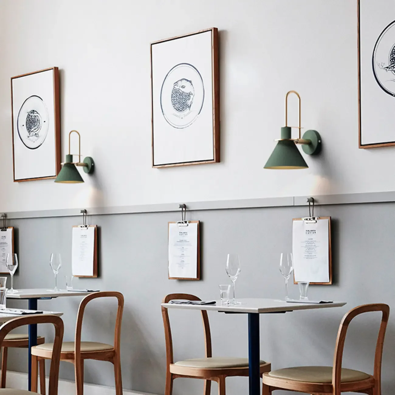 Cone Bathroom Vanity Light with Green Iron Shade