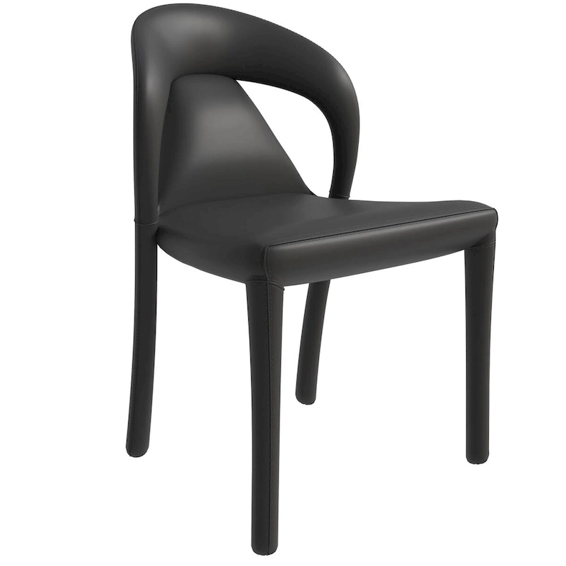 Solace Modern Dining Chair in Upholstered Leather with Steel Frame & Legs by LeisureMod