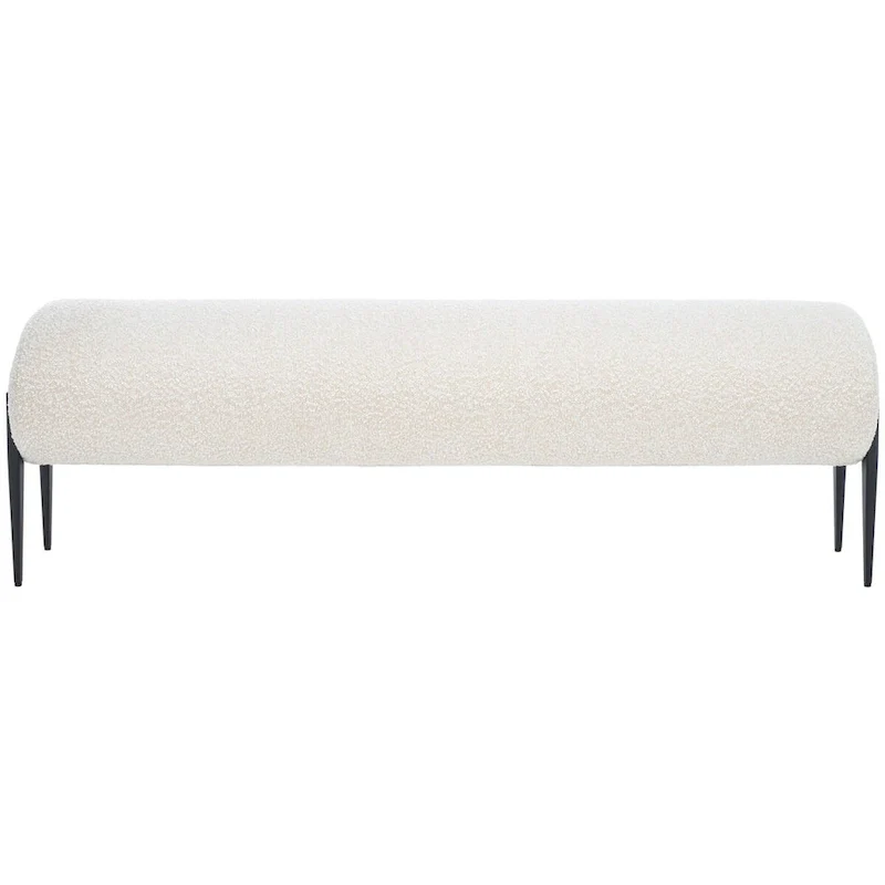 Upholstered Bench in Light Beige / Creme with Black Legs – Seats 2