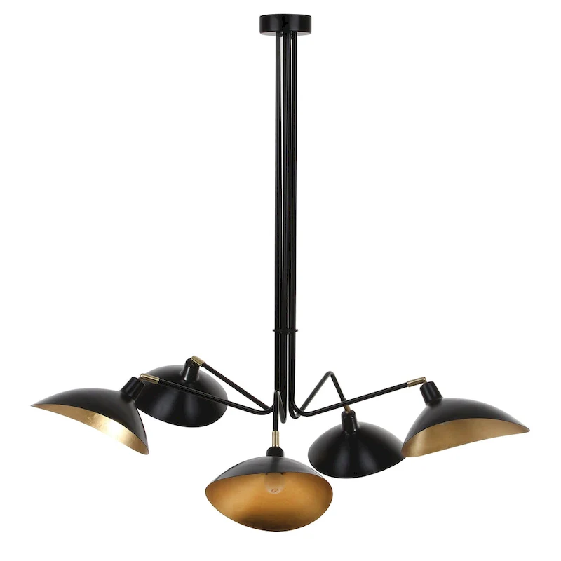 SAFAVIEH Lighting Shara 49-inch 5-Light Lettie Gold Leaf Detail Pendant - 49  W x 49  D x 43  H - Black - 49Wx49Dx43H