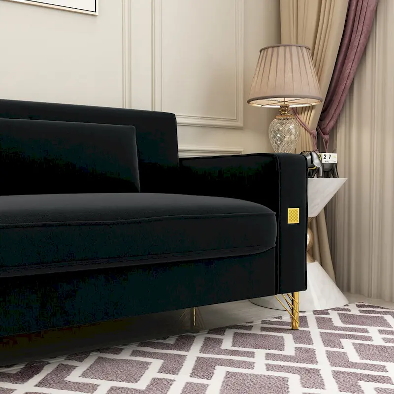 Modern Tufted Velvet Loveseat Upholstered Sofa with Removable Cushions and Pillows - 85.63 in.D x 30.31 in.W x 30.51 in.H