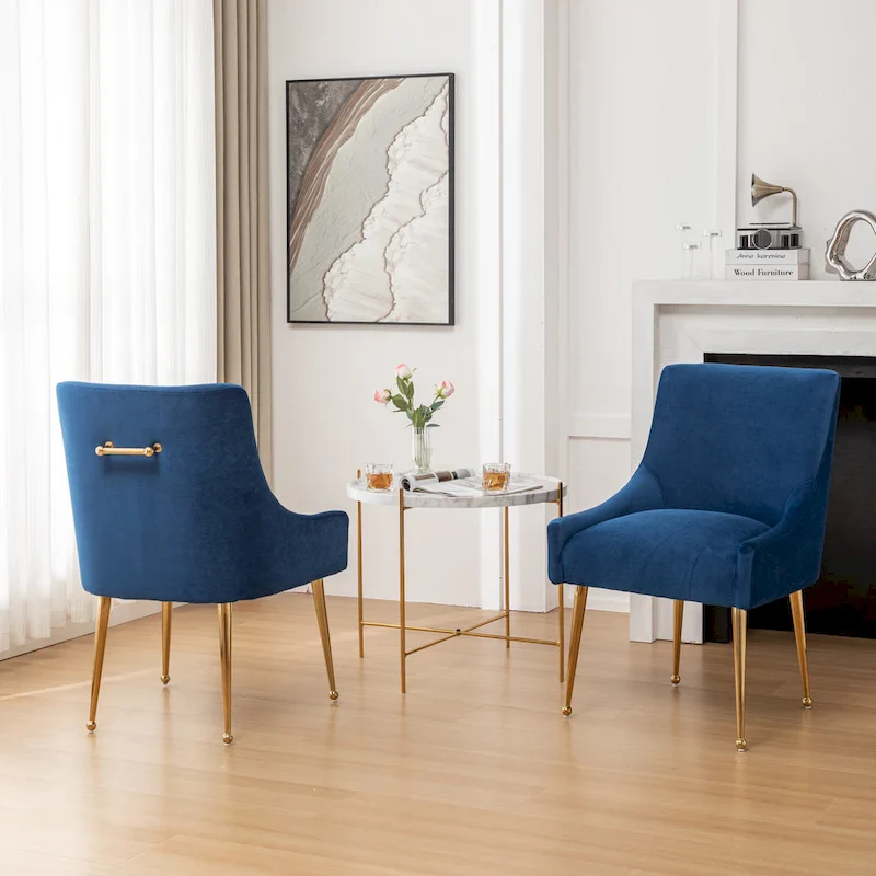 SEYNAR Velvet Upholstered Dining Chair Set of 2, Modern Glam Armless Side Chair