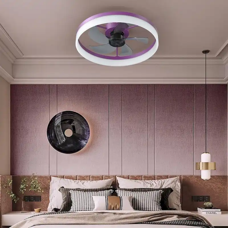 Modern Dimmable LED Recessed Mount Ceiling Fan Light with Remote Control