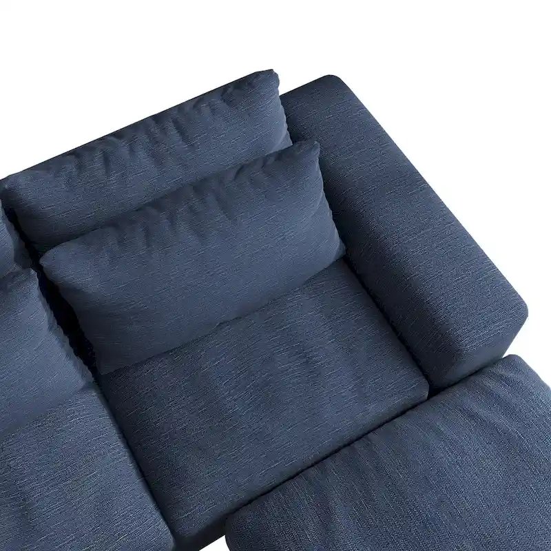 Modern Modular Down Sectional Sofa,Light Grey/Dark Blue