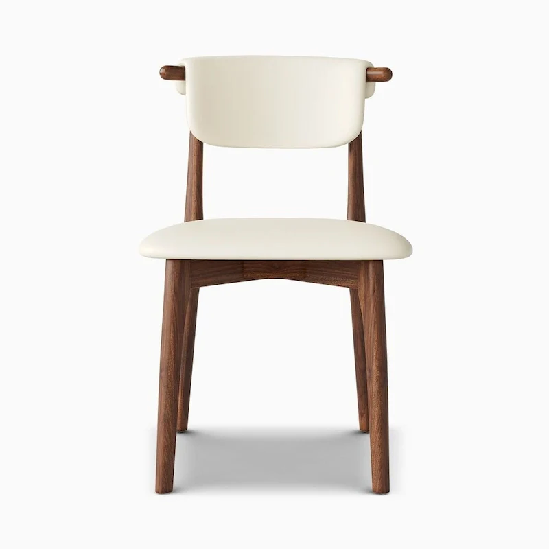 Modern Faux Leather Dining chair, Beige, Solid Wood legs, 2 Pieces