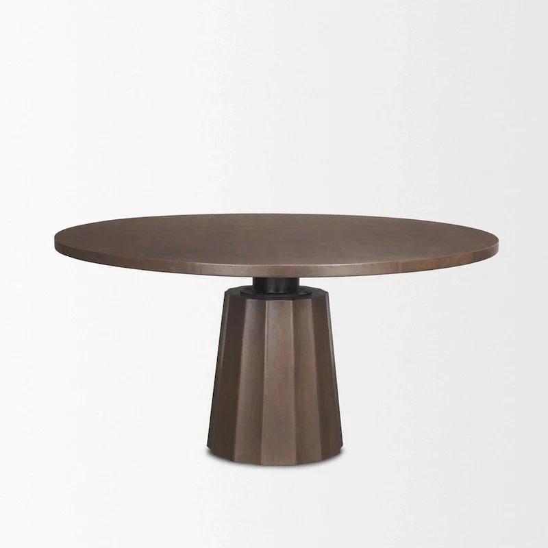Swanson 60 Dark Brown Wood Round Pedestal Dining Table - 60.0L x 60.0W x 30.0H