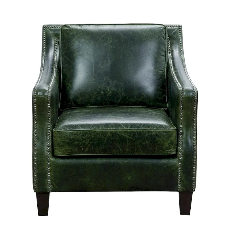 Essex Distressed Green Top Grain Leather Sofa and Chair Set