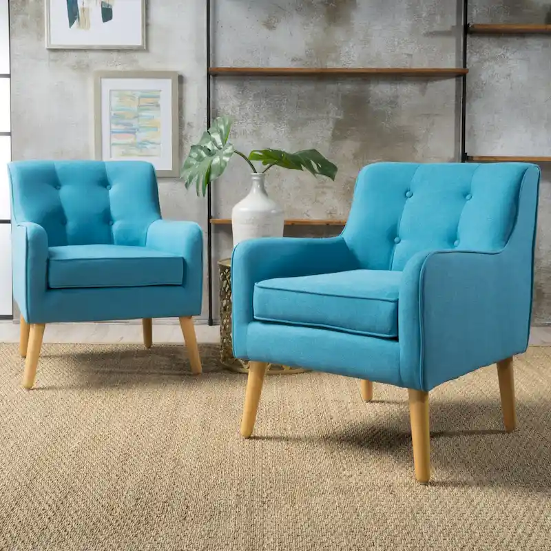 Felicity Mid-Century Modern Fabric Tufted Arm Chair (Set of 2) by Christopher Knight Home