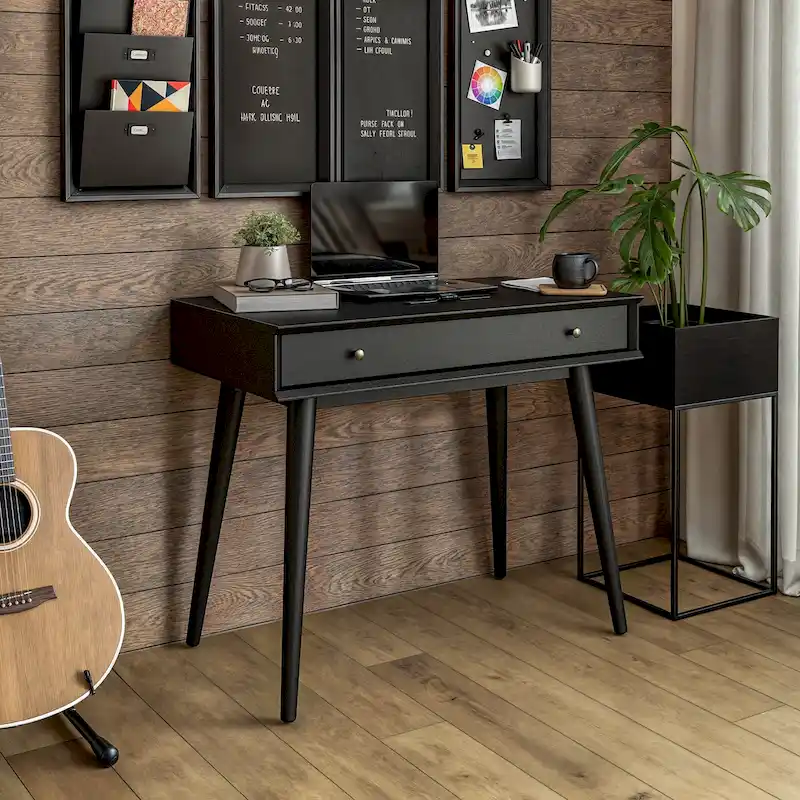 Mid-Century Solid Wood Desk with Drawer