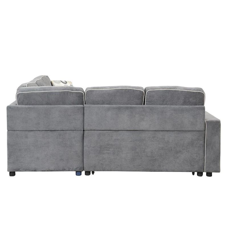 L-Shaped Reversible Chaise Sectional Sofa Pull Out Sofa Bed
