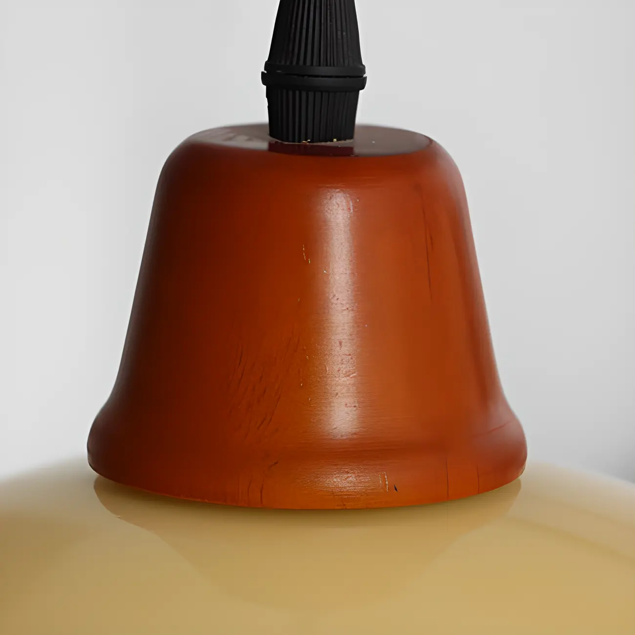 White Glass Wood Rope Round Pendant Light