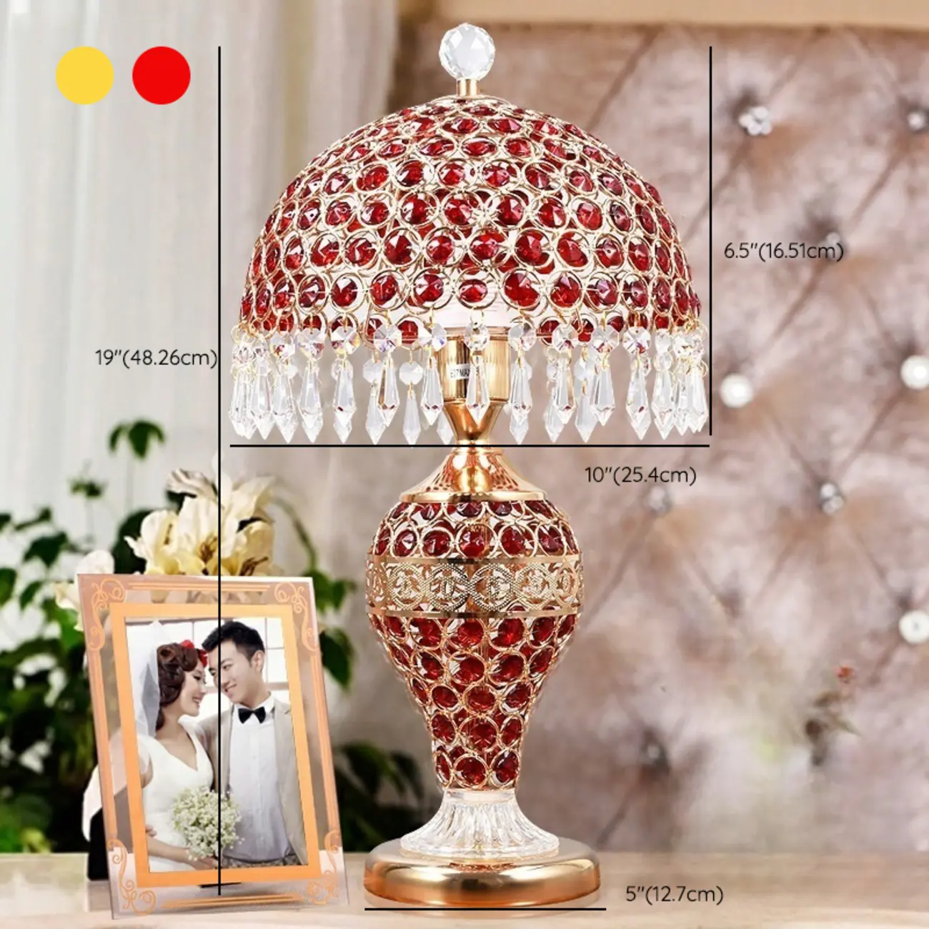 Traditional Luxurious Empire Gold Crystal Bedside Lamps