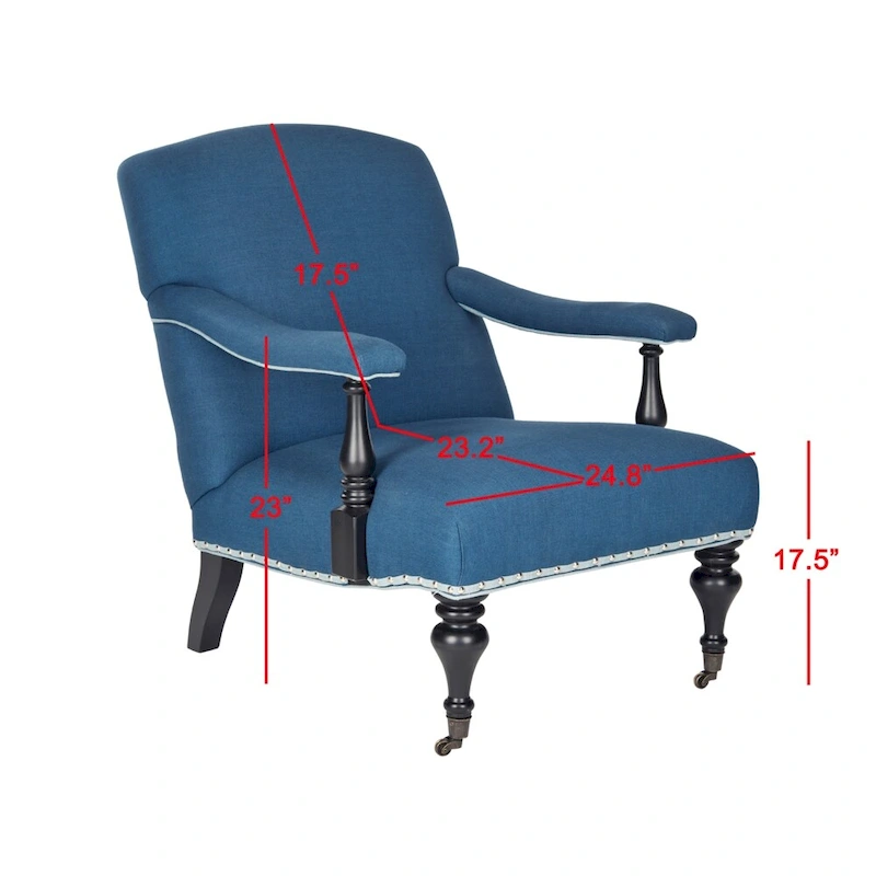 SAFAVIEH Kassie Steel Blue Arm Chair - 27.6 x 36.8 x 35 - 28Wx37Dx35H