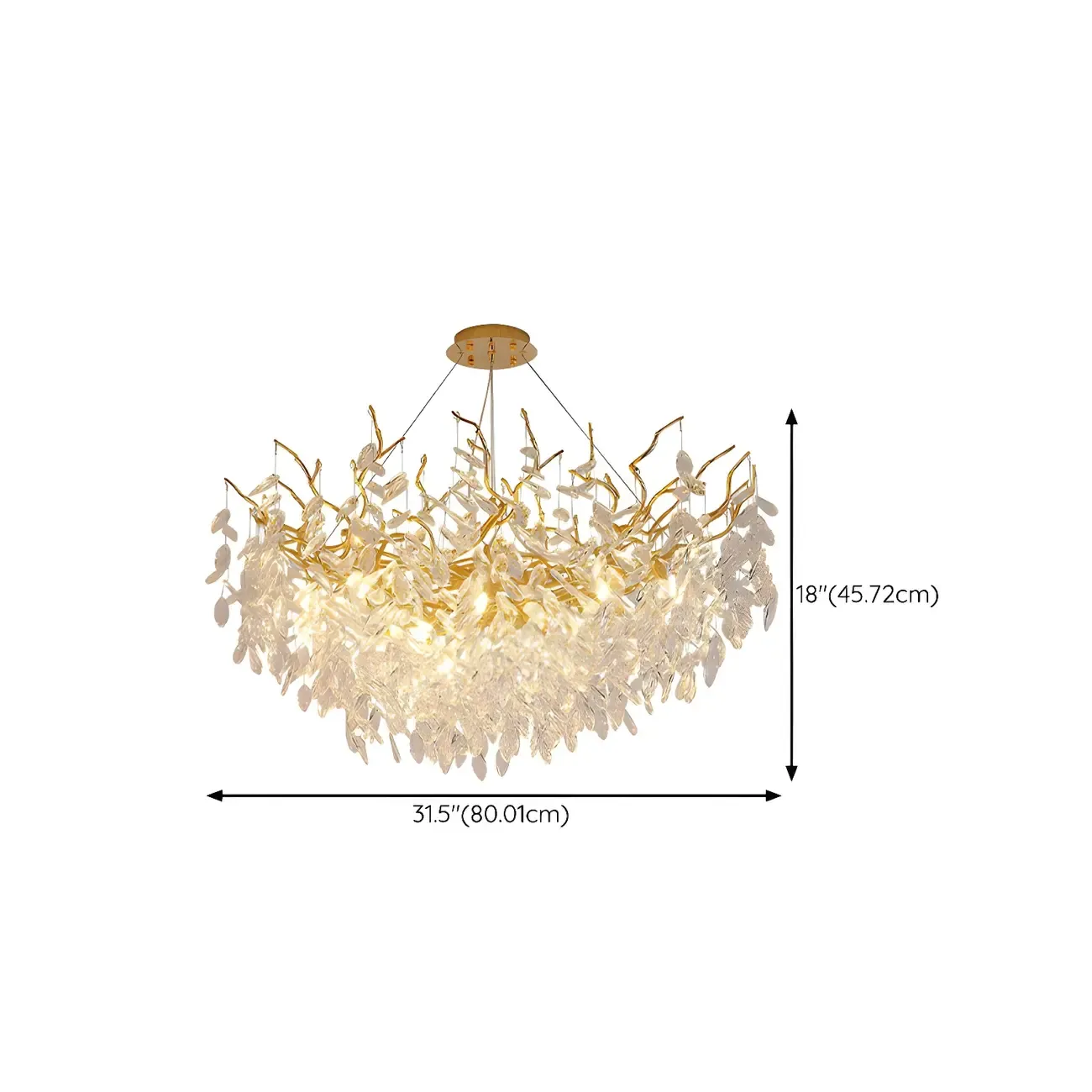 Elegant Gold Branch Crystal Chandelier Adjustable Height