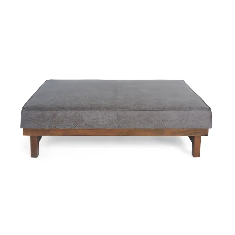 Hillman Modern Microfiber Cocktail Ottoman with Wood Frame by Christopher Knight Home