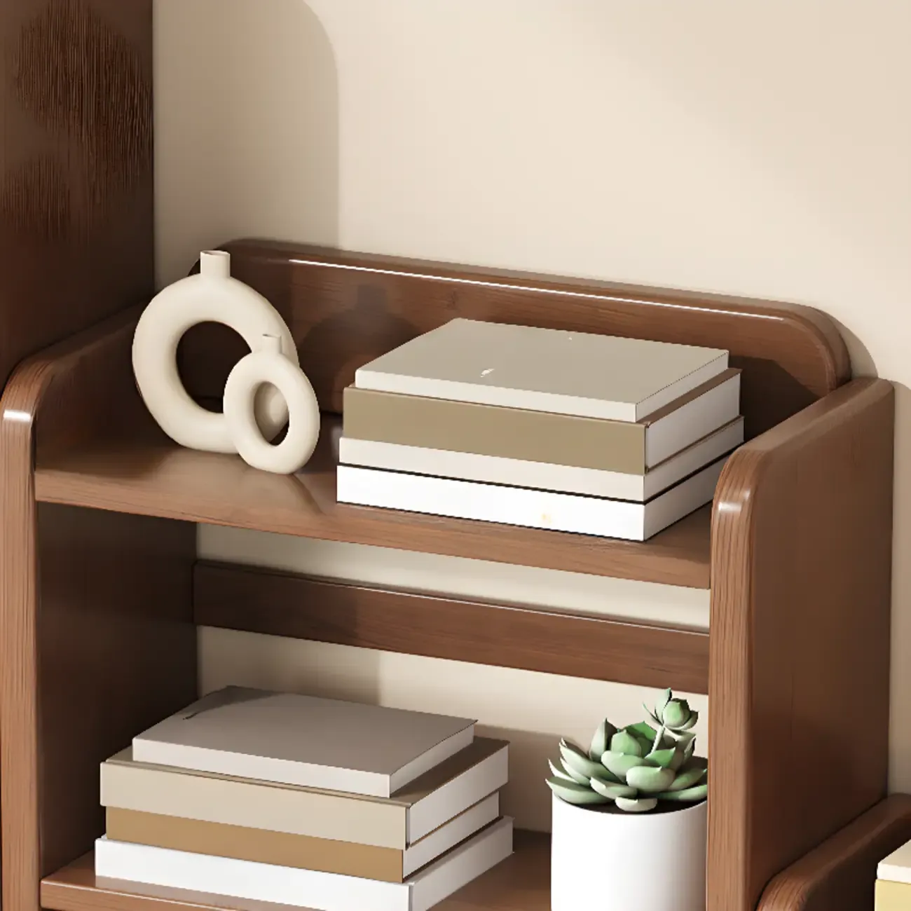 Rectangle Multi-Shelf Open Back Brown Wood Bookcase