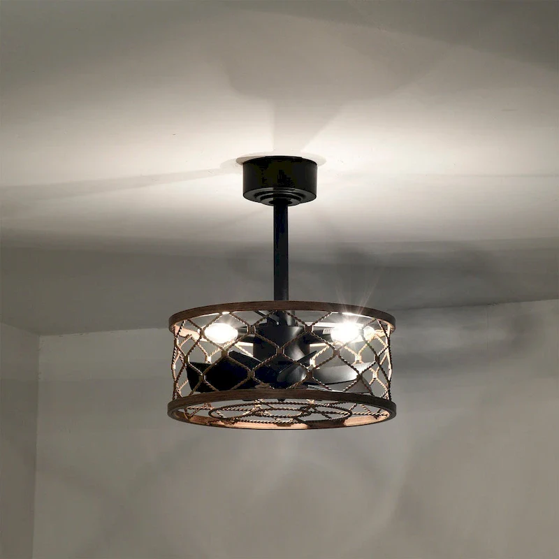 Marzell 16 Inch Modern Wood Grain Fandelier - N/A