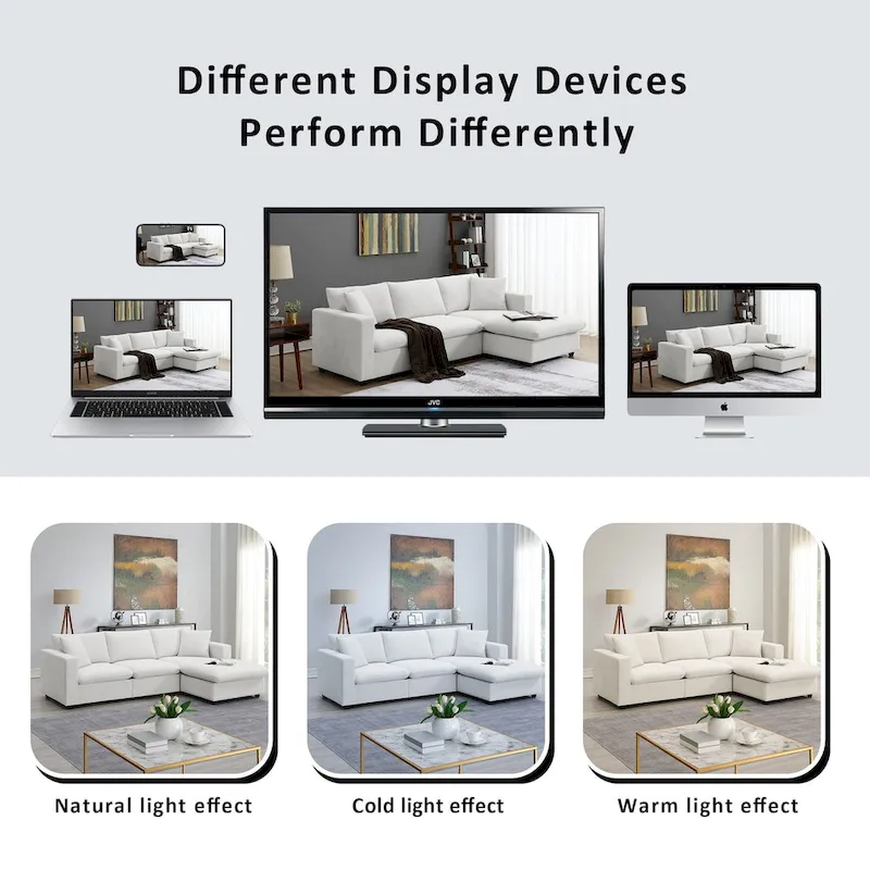 Modern L-shaped 4-Seat Sectional Sofa Couch Set with Ottoman