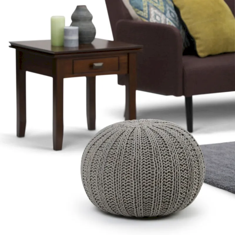 WYNDENHALL Grandville Boho Round Hand Knit Pouf