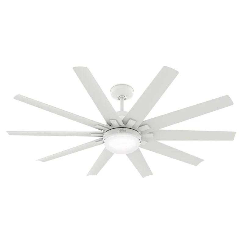 Hunter 60  Overton Damp Rated Ceiling Fan with LED Light Kit and Wall Control - Windmill, Transitional, Modern - ENERGY STAR